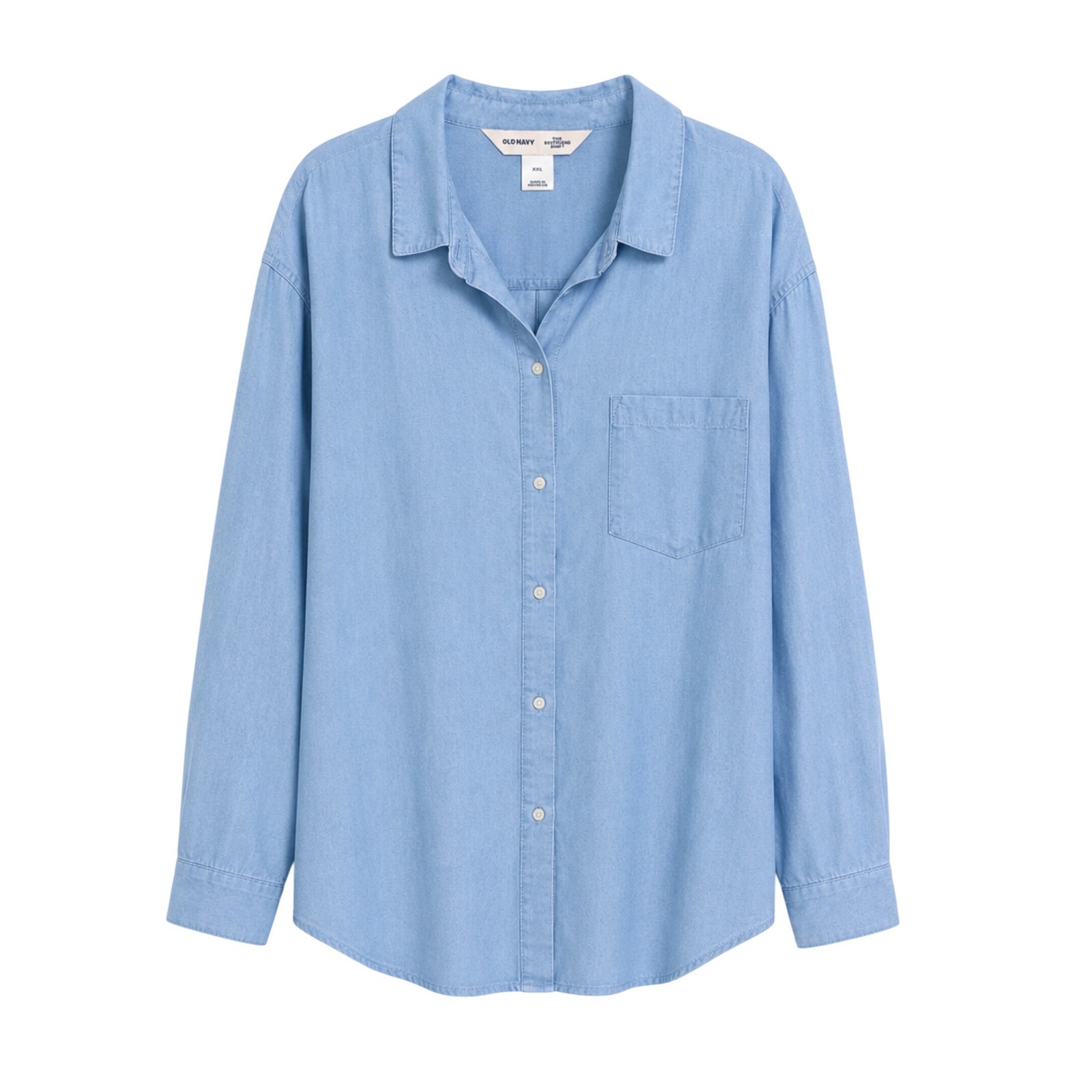 Old Navy Women Xxl Blue The Boyfriend Shirt Button Down Long Sleeve Chambray Top